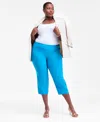 Inc International Concepts Plus Size Mid-rise Pull-on Capri Pants, Created For Macy's In Blue