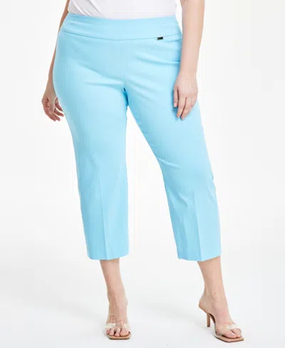 Inc International Concepts Plus Size Mid-rise Pull-on Capri Pants, Created For Macy's In Butterfly Blue