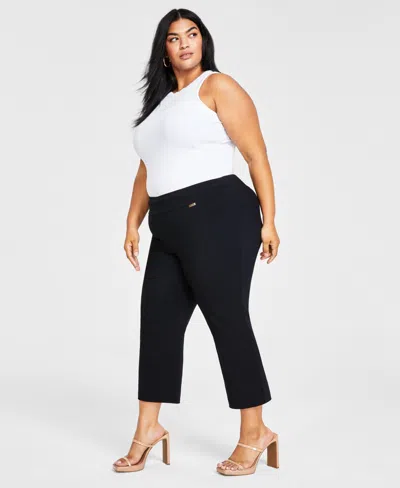 Inc International Concepts Plus Size Mid-rise Pull-on Capri Pants, Created For Macy's In Deep Black
