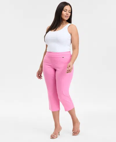 Inc International Concepts Plus Size Mid-rise Pull-on Capri Pants, Created For Macy's In Pink Shade