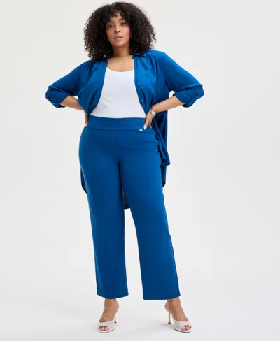 Inc International Concepts Plus Size Mid-rise Pull-on Straight-leg Pants, Created For Macy's