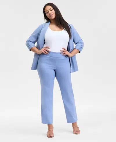 Inc International Concepts Plus Size Mid-rise Pull-on Straight-leg Pants, Created For Macy's In Blue