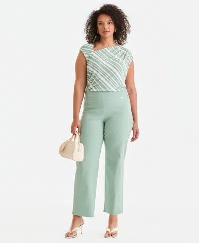 Inc International Concepts Plus Size Mid-rise Pull-on Straight-leg Pants, Created For Macy's In Green