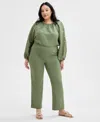 Inc International Concepts Plus Size Mid-rise Pull-on Straight-leg Pants, Created For Macy's In Olivine