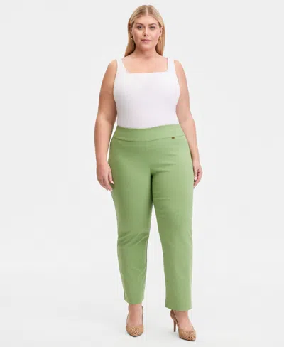 Inc International Concepts Plus Size Mid-rise Pull-on Straight-leg Pants, Created For Macy's In Green