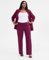 Inc International Concepts Plus Size Mid-rise Pull-on Straight-leg Pants, Created For Macy's In Purple