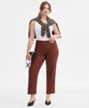 Inc International Concepts Plus Size Mid-rise Pull-on Straight-leg Pants, Created For Macy's In Red