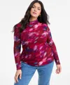 Inc International Concepts Plus Size Mock-turtleneck Top, Macys' Exclusive In Multi