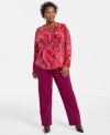 INC INTERNATIONAL CONCEPTS PLUS SIZE PAISLEY HENLEY TOP MID RISE PULL ON STRAIGHT LEG PANTS CREATED FOR MACYS