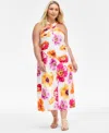 INC INTERNATIONAL CONCEPTS PLUS SIZE PRINTED CROSS-NECK HALTER MAXI DRESS, EXCLUSIVELY AT MACY'S