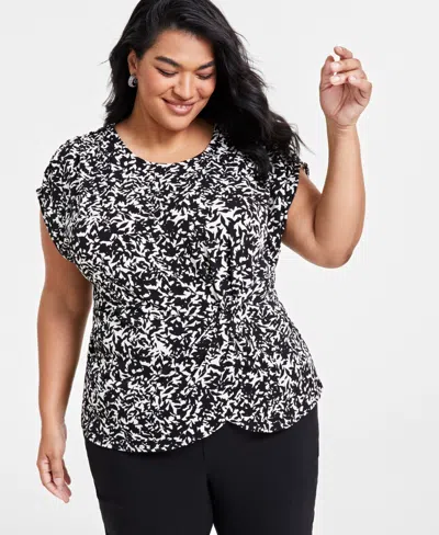 Inc International Concepts Plus Size Printed Gathered Top, Created For Macy's In Acrylic Combo