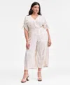 Inc International Concepts Plus Size Printed Pull-on Crop Pants, Macy's Exclusive In White