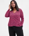 Inc International Concepts Plus Size Printed Surplice-neck Top, Macy's Exclusive In Multi