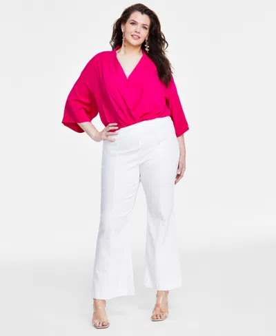 Inc International Concepts Plus Size Pull-on Flare Jeans, Created For Macy's In Bright White
