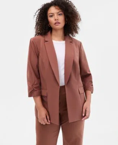 Inc International Concepts Plus Size Pull On Pants 3 4 Sleeve Blazer Macys Exclusive In Deep Black