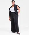 Inc International Concepts Plus Size Pull-on Wide-leg Knit Pants, Macy's Exclusive In Black