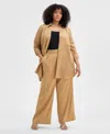 Inc International Concepts Plus Size Pull-on Wide-leg Pants, Exclusively At Macy's In Warm Toffee