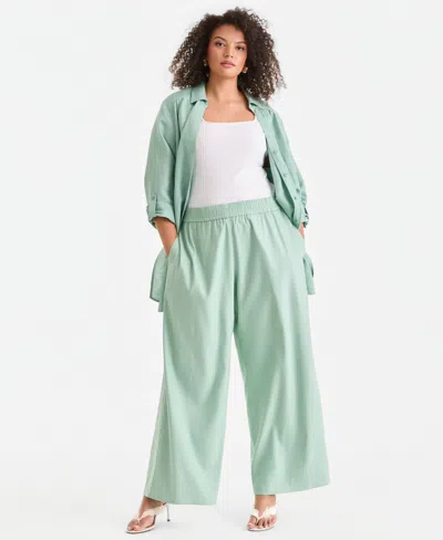 Inc International Concepts Plus Size Pull-on Wide-leg Pants, Created For Macy's In Green
