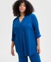 Inc International Concepts Women's Hardware-trim Surplice Blouse, Created For Macy's In Deepest Ocean