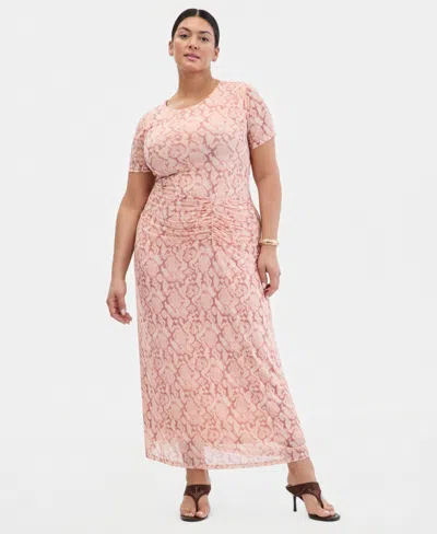 Inc International Concepts Plus Size Side-ruched Maxi Dress, Macy's Exclusive In Pink