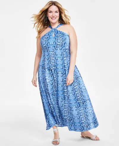 Inc International Concepts Plus Size Maxi Dress, Created For Macy's In Sapphire Snake