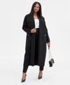 Inc International Concepts Plus Size Structured Duster Cardigan, Macy's Exclusive In Black