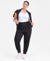 Inc International Concepts Plus Size Studded Jogger Pants, Macy's Exclusive In Black