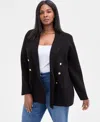 Inc International Concepts Plus Size Faux Double-breasted Blazer, Macy's Exclusive In Black