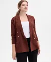 Inc International Concepts Plus Size Sweater Blazer, Macy's Exclusive In Brown