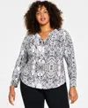 Inc International Concepts Plus Size Zip Pocket Top Pull On Ponte Pants Created For Macys In Printed Desert