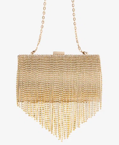 Inc International Concepts Ranndi Fringe Mini Evening Clutch Handbag In Gold