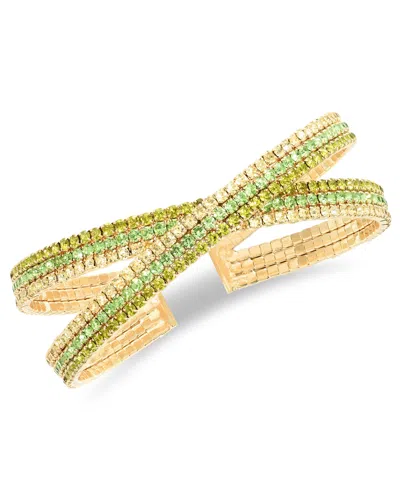 Inc International Concepts Rhinestone Criss-cross Bangle Bracelet, Created For Macy's In Green