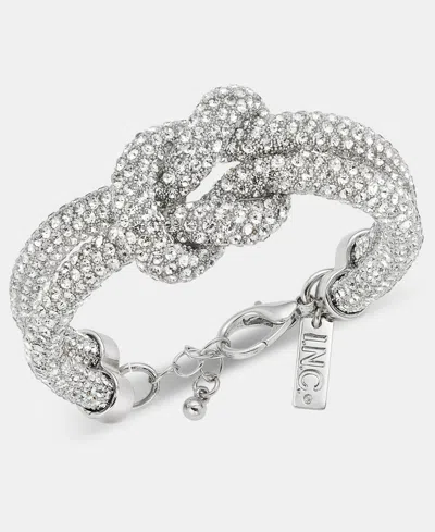 Inc International Concepts Rhinestone Knot Flex Bracelet, Macy's Exclusive In Silver