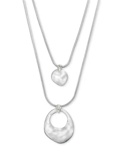 Inc International Concepts Rhodium-plated Crystal Sculptural Layered Pendant Necklace, 19-1/4" + 3" Extender, Exclusively At Ma