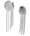 Inc International Concepts Rhodium-plated Shell & Rhinestone Fringe Statement Earrings, Exclusively At Macy's