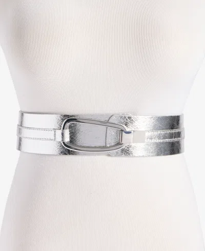 Inc International Concepts Ring & Hook Stretch Belt, Macy's Exclusive In Metallic