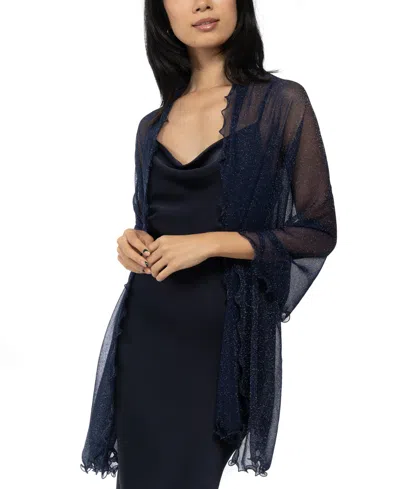 Inc International Concepts Ruffle-edge Metallic Evening Wrap, Created For Macy's In Dark Navy