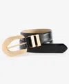 Inc International Concepts Sculptural Buckle Croco Belt, Macy's Exclusive In Black