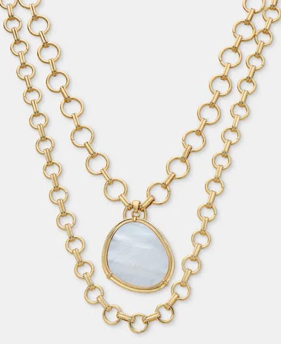 Inc International Concepts Shell Layered Pendant Necklace, 16" + 3" Extender, Macy's Exclusive In Gold