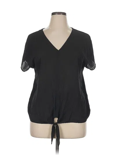 Pre-owned Inc International Concepts Short Sleeve Blouse In Black