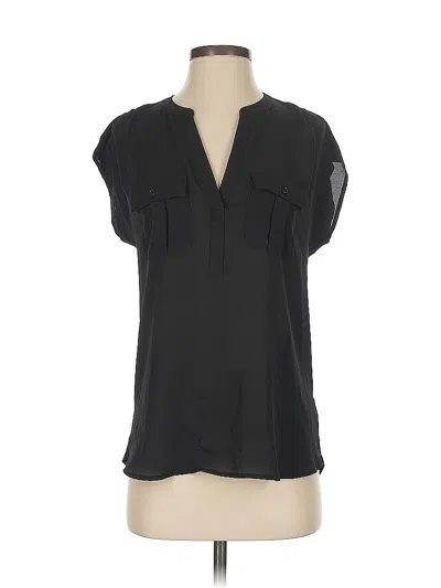 Pre-owned Inc International Concepts Short Sleeve Blouse In Black