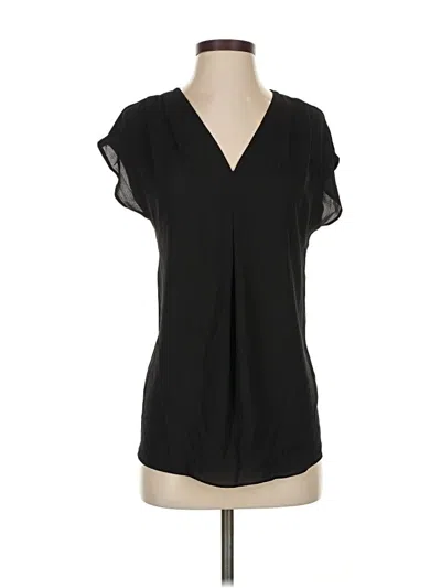 Pre-owned Inc International Concepts Short Sleeve Blouse In Black