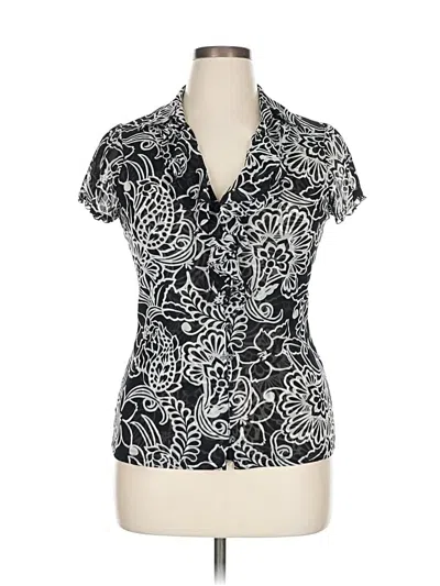 Pre-owned Inc International Concepts Short Sleeve Blouse In Black