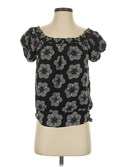 Pre-owned Inc International Concepts Short Sleeve Blouse In Black