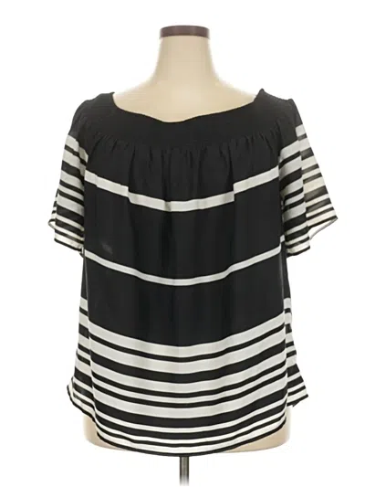 Pre-owned Inc International Concepts Short Sleeve Blouse In Black