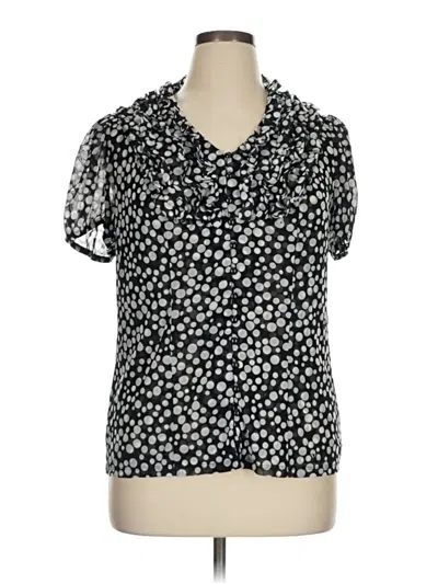 Pre-owned Inc International Concepts Short Sleeve Blouse In Black