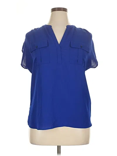 Pre-owned Inc International Concepts Short Sleeve Blouse In Blue