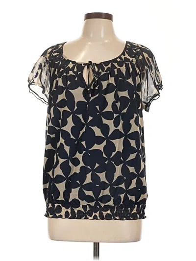 Pre-owned Inc International Concepts Short Sleeve Blouse In Blue