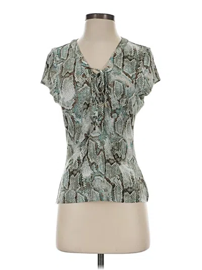 Pre-owned Inc International Concepts Short Sleeve Blouse In Blue