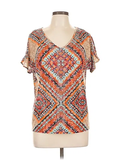 Pre-owned Inc International Concepts Short Sleeve Blouse In Orange